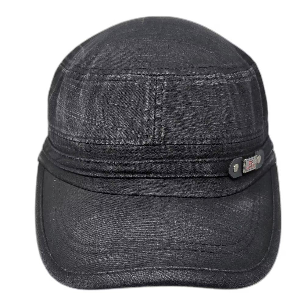 FS Fashion Army Cap Black One Size Slideback Washed Cotton Blend Military Hat